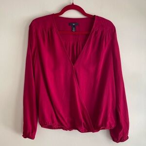 Gap Wrap Front Long Sleeve Blouse Size M